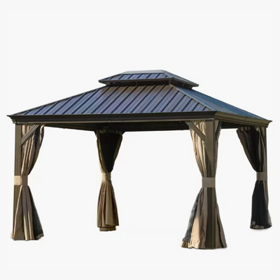 Swin 3×3.65m Double Roof Aluminum Gazebo Black
