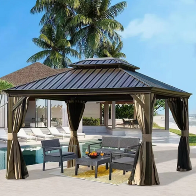 Swin 3×3.65m Double Roof Aluminum Gazebo Black