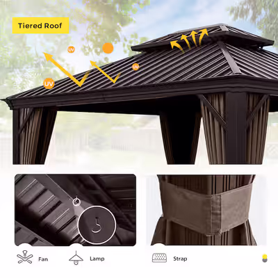 Swin 3×3.65m Double Roof Aluminum Gazebo Black