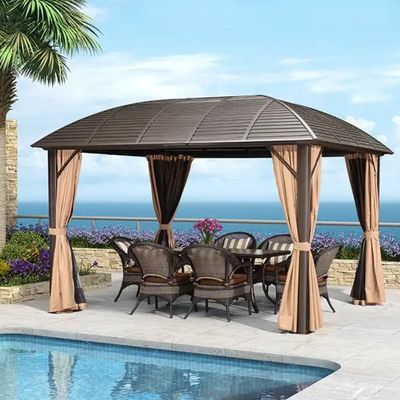 Swin 3x4m Rectangular Roof Aluminum Gazebo Brown