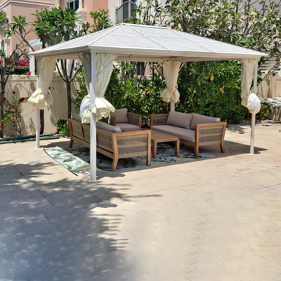 Swin 3x4m Rectangular Roof Aluminum Gazebo – White