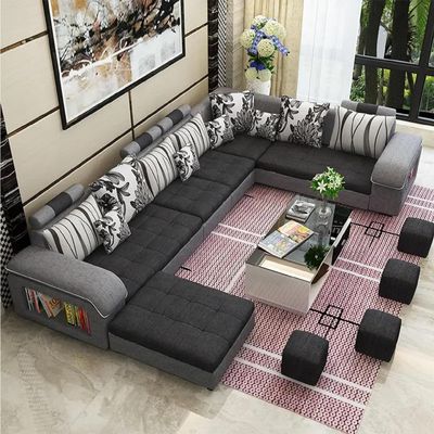  Modern U Shaped Sectional Sofa Set 7 Seater Couch Luxury Design Velvet Fabric Free Assembly 