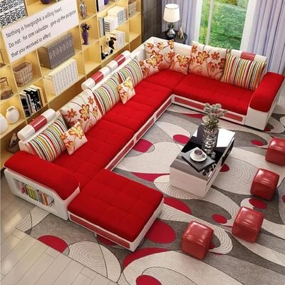  Modern U Shaped Sectional Sofa Set 7 Seater Couch Luxury Design Velvet Fabric Free Assembly 