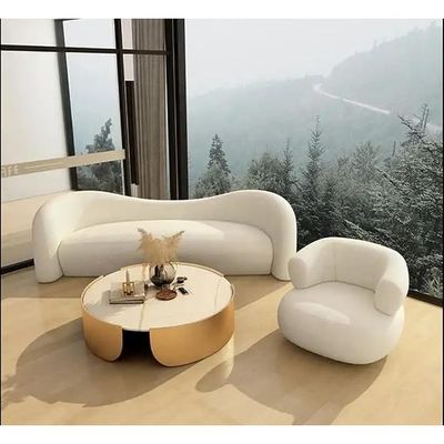 Nordic Style Boucle Sofa With A Stylish U Form Chair