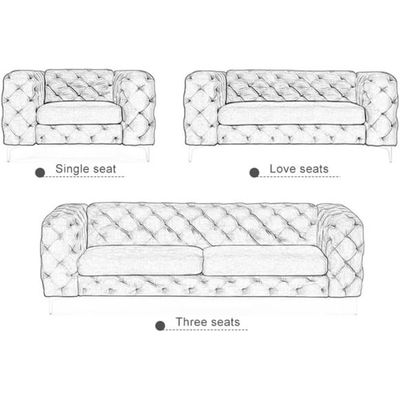 Velvet Button Sofa Set Single Seat Love Seat And 3 Seater Elegance For Stylish Living