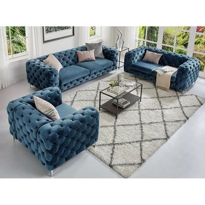 Velvet Button Sofa Set Single Seat Love Seat And 3 Seater Elegance For Stylish Living
