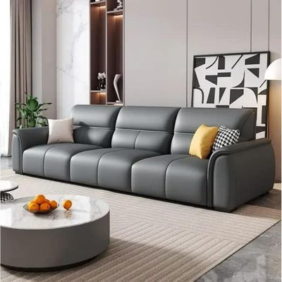 Italian Leather Sofa For Comfortable Living Room Modern High-Back And Perfect For Home Use 