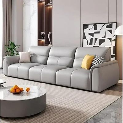 Italian Leather Sofa For Comfortable Living Room Modern High-Back And Perfect For Home Use 