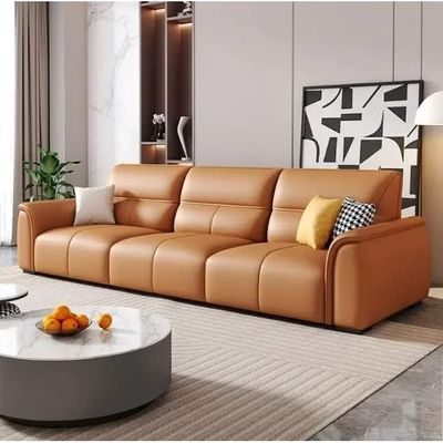 Italian Leather Sofa For Comfortable Living Room Modern High-Back And Perfect For Home Use 