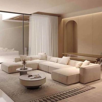 Modern U Shape Sofa Set Velvet Fabric Corner Sectional Couch