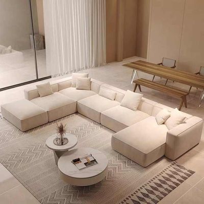 Modern U Shape Sofa Set Velvet Fabric Corner Sectional Couch