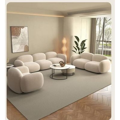Modern Minimalist Living Room Sofa Cream Straight Line Design For Small Apartment