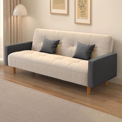 Size Wooden Frame Scandinavian Sofa With Cotton And Linen Upholstery & Square Arm 