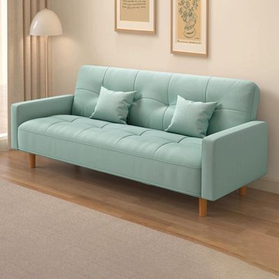 Size Wooden Frame Scandinavian Sofa With Cotton And Linen Upholstery & Square Arm 