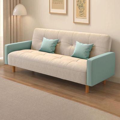 Size Wooden Frame Scandinavian Sofa With Cotton And Linen Upholstery & Square Arm 