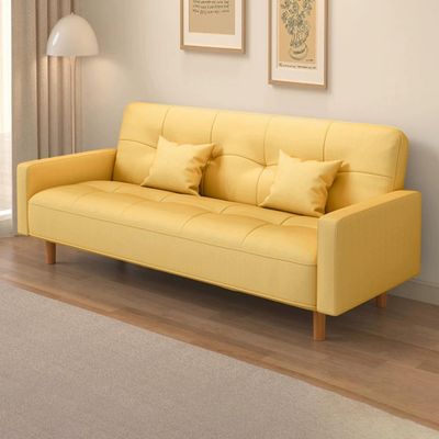 Size Wooden Frame Scandinavian Sofa With Cotton And Linen Upholstery & Square Arm 