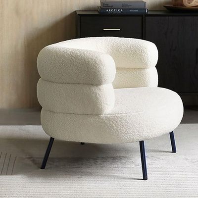 Nordic Boucle 1 Seater Fabric Sofa 95X84X72Cm White