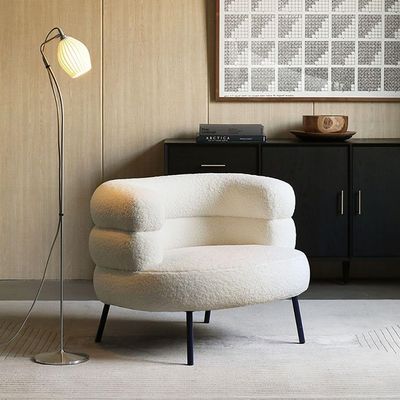  Nordic Boucle 1 Seater Fabric Sofa 95X84X72Cm White