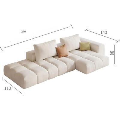  Modern Cream Style L Shape Sofa Set Fabric Upholstery For Elegant Living Room Furniture