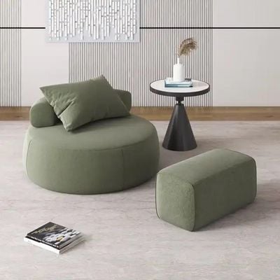  Nordic Designer Furniture Modern No Arm Round Cute Lounge Single Sofa Living Room Low Chair With Ottoman