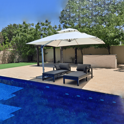 Swin Aluminum Garden Umbrella with Rotating Handle – 3.5m UV-Resistant Outdoor Shade for Patio & Garden Beige