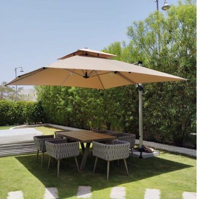 Swin Aluminum Garden Umbrella with Rotating Handle – 3.5m UV-Resistant Outdoor Shade for Patio & Garden Khaki