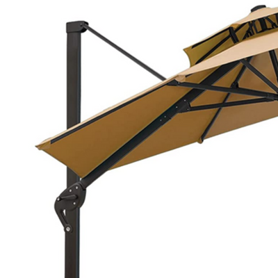 Swin 3.3m Double-Top Medium Roman Umbrella with Detachable Pole – Khaki, 250G Yarn-Dyed Fabric