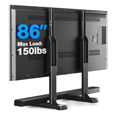 Table Top TV Stand with Height Adjustable TV Legs, TV Stands Base with Cable Management for Most 37 to 86 Inch Flat or Curved TVs, Steel TV Feet Holds up to 150 lbs, Max VESA 800x600mm, Black