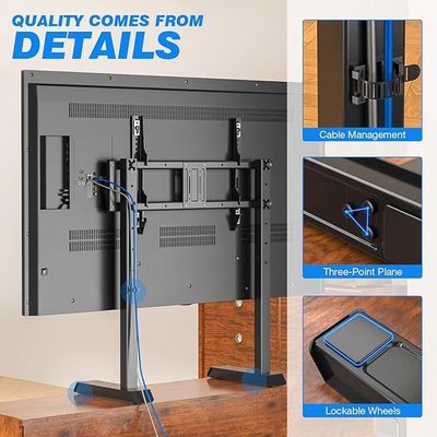 Upgraded Universal Table Top TV Stand Steel TV Legs for 55 to 90 Inch Flat or Curved Screen TVs, Height Adjustable TV Stand Base, Center TV Stand Hold Up to 150lbs, Max VESA 800 x 400mm, Black
