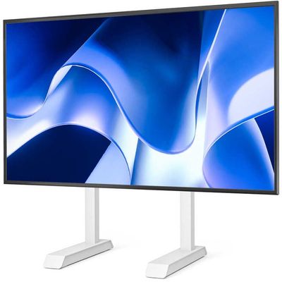 Upgraded Universal Table Top TV Stand Steel TV Legs for 55 to 90 Inch Flat or Curved Screen TVs, Height Adjustable TV Stand Base, Center TV Stand Hold Up to 150lbs, Max VESA 800 x 400mm, White