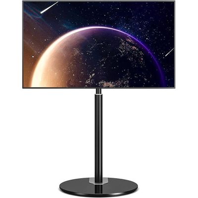 Swivel Floor TV Stand with 90 Degree Swivel for 32-65 inch LCD LED TV, Modern Simple Design Black Corner TV Floor Stand with Round Glass Base, VESA 400x400 mm, Black