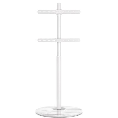 Swivel Floor TV Stand with 90 Degree Swivel for 32-65 inch LCD LED TV, Modern Simple Design Black Corner TV Floor Stand with Round Glass Base, VESA 400x400 mm, White