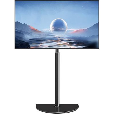Universal Corner TV Floor Stand with Swivel Mount for 32-65 inch LED LCD Plasma Flat Panel or Curved Screen TVs up to 40 kg, Mid Century Modern TV Stand with Height Adjustable and Semi Circular Glass Base, VESA 400x400 mm, Black