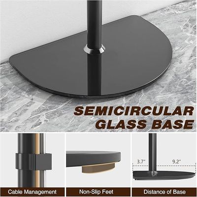 Universal Corner TV Floor Stand with Swivel Mount for 32-65 inch LED LCD Plasma Flat Panel or Curved Screen TVs up to 40 kg, Mid Century Modern TV Stand with Height Adjustable and Semi Circular Glass Base, VESA 400x400 mm, Black