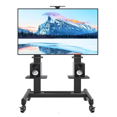 Mobile TV Cart with Wheels for 65-120 Inch TVs up to 310 lbs, LCD LED OLED Plasma Flat Curved Panels, Heavy Duty Rolling TV Stand, Extra Large Shelf, 3 Height Levels, Max VESA 1000x600, Black