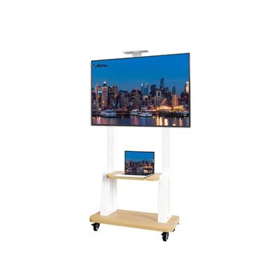 Mobile TV Stand with Wheels for Most 32-80 Inch Screens, Load Capacity 50kg, Height Adjustable TV Cart, VESA 600x400mm, Floor Stand with Shelf for Home & Office, White | TF-FS1717W