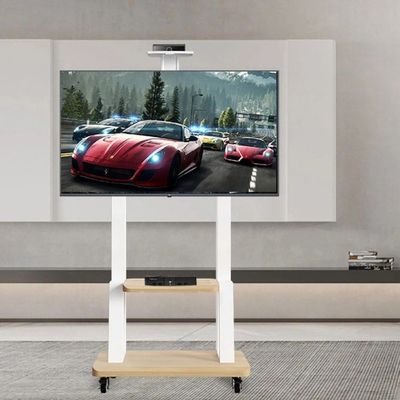 Mobile TV Stand with Wheels for Most 32-80 Inch Screens, Load Capacity 50kg, Height Adjustable TV Cart, VESA 600x400mm, Floor Stand with Shelf for Home & Office, White | TF-FS1717W