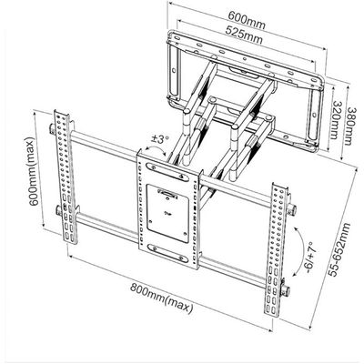 Full Motion TV Wall Mount for 75-120 inch LED LCD TVs, 100 kg Weight Capacity, 648 mm Extension, Swivel and Tilt, Black | SH-HIO