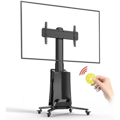 Motorized TV Floor Stand  for 55–85 Inch TVs Up to 45.5 kg, Height Adjustable 1200–1500 mm, VESA Mount 600×400 mm, Mobile TV Stand with Casters, Black | G85