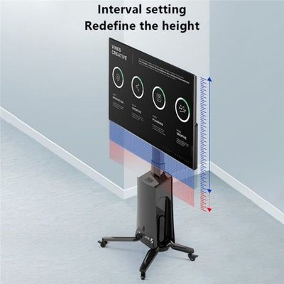 Motorized TV Floor Stand  for 55–85 Inch TVs Up to 45.5 kg, Height Adjustable 1200–1500 mm, VESA Mount 600×400 mm, Mobile TV Stand with Casters, Black | G85