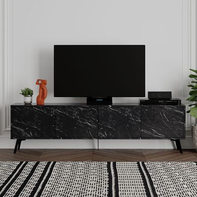 Dune Tv Stand Up To 70 Inches With Storage - Black Marble - 2 Years Warranty