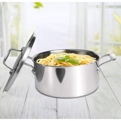 Milton Pro Cook Triply Stainless-Steel Casserole Handi/Stock Pot/Biryani Pot With Lid 24 Cm, 5.2 Litre, Cook-N-Serve Bowl, Gas And Induction Friendly