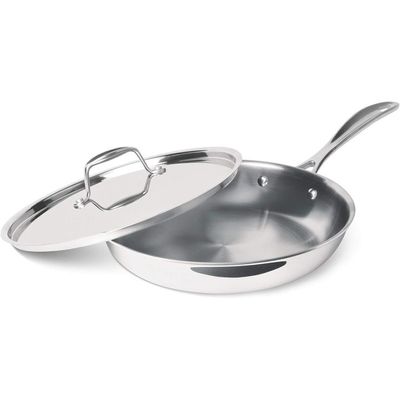Milton Pro Cook 26 Cm Frying Pan, Triply Stainless Steel With Lid, 2.2 Litre, Skillet For Curry, Stir-Fry, Omelette Pans, Sautã© Induction & Gas Friendly Steel Pan