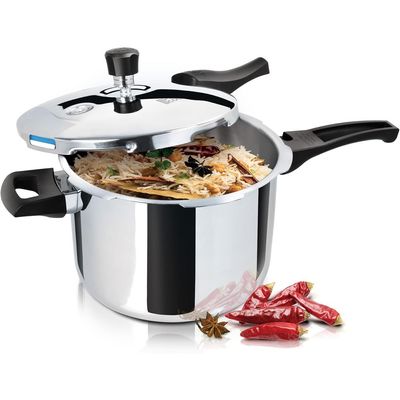 Milton Pro Cook Triply Stainless Steel Pressure Cooker With Outer Lid, 5 Litre, Silver | Dishwasher Safe | Food Safe | Induction Safe | Hot Plate Safe | Flame Safe