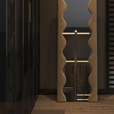 Retro Rectangle Full Body Wavy Mirror - Brown