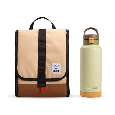 Eazy Kids Vacuum Insulated Water Bottle w/ Lunch Bag - Refresh, 950ml Green