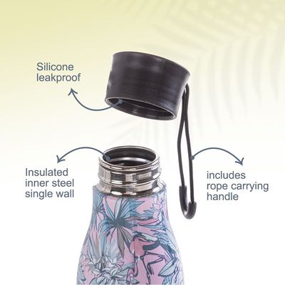 Eazy Kids Steel Water Bottle w/ Lunch Bag, 760ml Floral