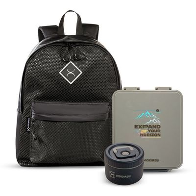 Hydrobrew 17" Backpack w/ Bento Lunch Box - Black