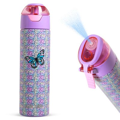 Eazy Kids 18" Set of 5 Backpack w/ Water Bottle, Lunch Box, Lunch Bag and Pencil Case - 3D Butterfly Purple