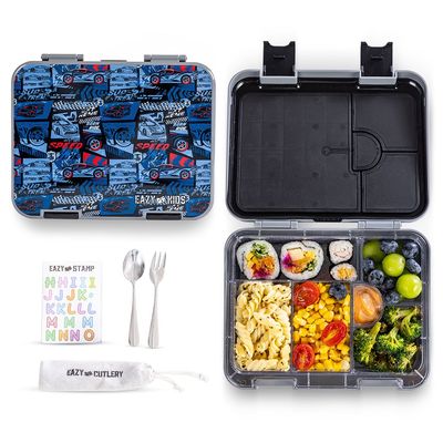 Eazy Kids 18" Set of 5 Backpack w/ Water Bottle, Lunch Box, Lunch Bag and Pencil Case - Car Racing